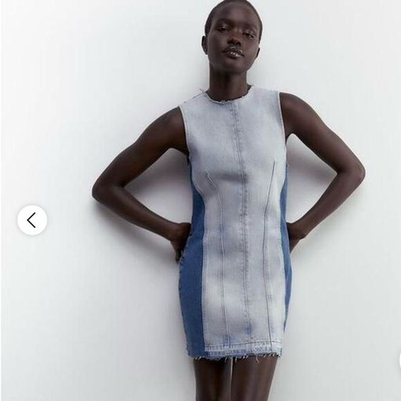 Zara Blue Denim Mini Dress - Picture 1 of 9